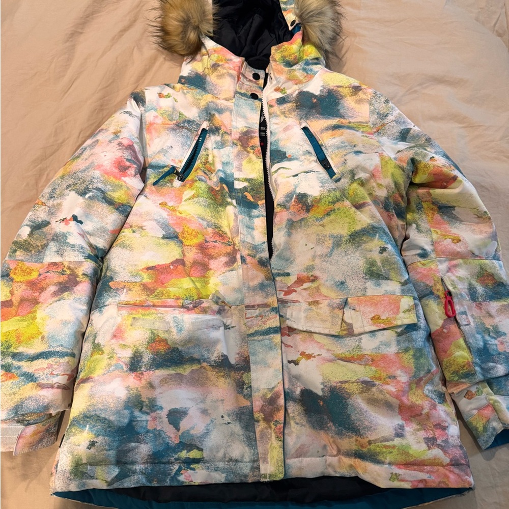 Evolution Vibrant Multicolor Women's Ski/Snowboard Jacket with Fur Trim